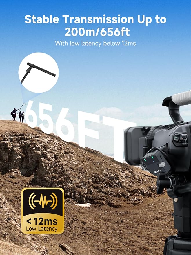 SYNCO D2 Wireless Shotgun Microphone Hypercardioid Condenser Mic | Wireless Camera Microphone, Hypercardioid Pickup, Low Latency Audio, DSLR Video Recording, for Camera Film Interview ENG/EFP - Image 5