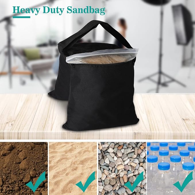 8 Packs Sandbags Weight Bags for Light Stand Photography Video Support | Heavy Duty Saddlebags for Backdrop Stand, Photo Tripod, Canopy, Pop up Tent, Umbrella Base, Fishing Chair, Wedding Shed - Image 5