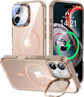 VOFATA [Upgraded Full Camera Protection] for iPhone 17 Case with Camera Cover Stand [Fit for MagSafe][10FT Mil-Grade Protection] Transparent Magnetic iPhone 17 Phone Case, Clear Gold by VOFATA