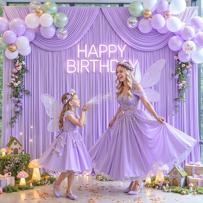 4 Panels Lavender Backdrop Curtains for Wedding Party Wrinkle Free Backdrops Curtain Drape Fabric Decorations Light Purple Photo Back Drop for Baby Shower Photography Stage Reception 20ft(W) x 12ft(H) - Image 9