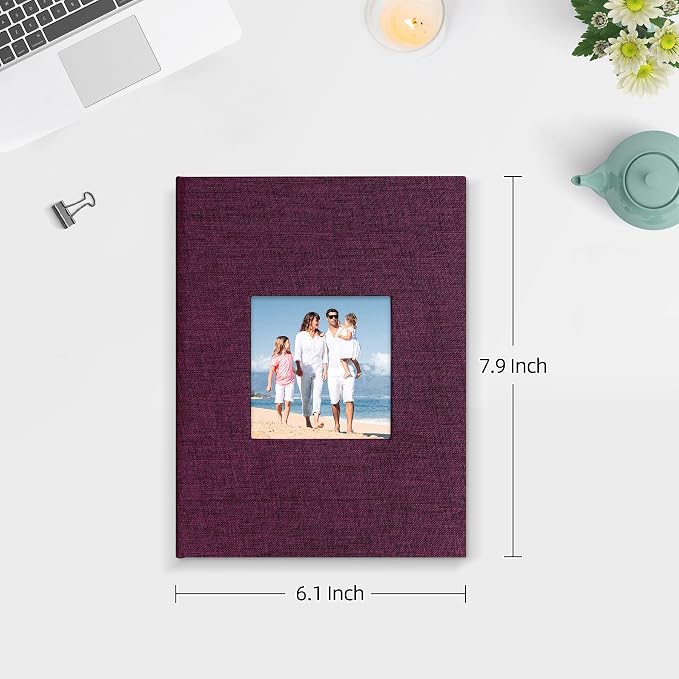 Mublalbum 2 Pack Small Photo Album 5x7, 52 Pockets, Linen Cover,Purple | Linen Cover with Display Window, 52 Vertical Pockets, Portable Mini Picture Book for Artwork Postcards, Picture Storage - Image 2