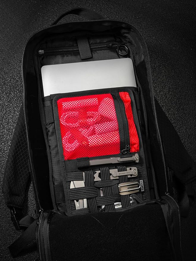 TACTICAL_GEEK EDC Organizer Board, Anti-Slip Elastic Woven Board, Utility Bag Insert Panel for Small Gear, Backpack Accessories (TCM10-Black Red) - Image 7