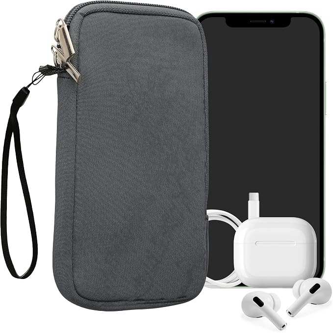 kwmobile Universal Phone Pouch Size XXL - 7" - Neoprene Smartphone Pouch with Zip - Water-Repellent Mobile Phone Case - Sleeve in Blue Grey by kwmobile