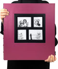 RECUTMS Photo Album 4x6 600 Photos Large Capacity Leather Family Album Pink | Black Pages, Horizontal and Vertical Pockets, Wedding PhotoBook with Front Window, Anniversary Baby Memory Book, Travel Gifts by RECUTMS
