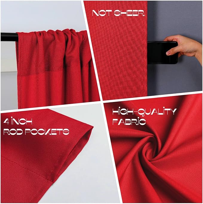 Joydeco 10x10ft Red Christmas Backdrop Curtain for Parties, Wrinkle Free Red Christmas Curtains Photo Backdrop for Wedding, Birthday Party Graduation Baby Shower Photography(5ft x 10ft, 2 Panels) - Image 4