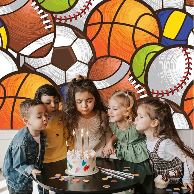 7x5ft Sports Backdrop Kids Sports Theme Birthday Baby Shower Party Photography Background Cartoon Basketball Football Baseball Decorations Banner Kids Portraits Photo Studio Props - Image 6