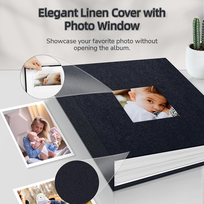 Popotop Photo Album 4x6-200 Photos Photo Books with 200 Horizontal Pockets,Linen Cover Albums for Family Wedding Anniversary Baby Vacation Pictures - Image 2