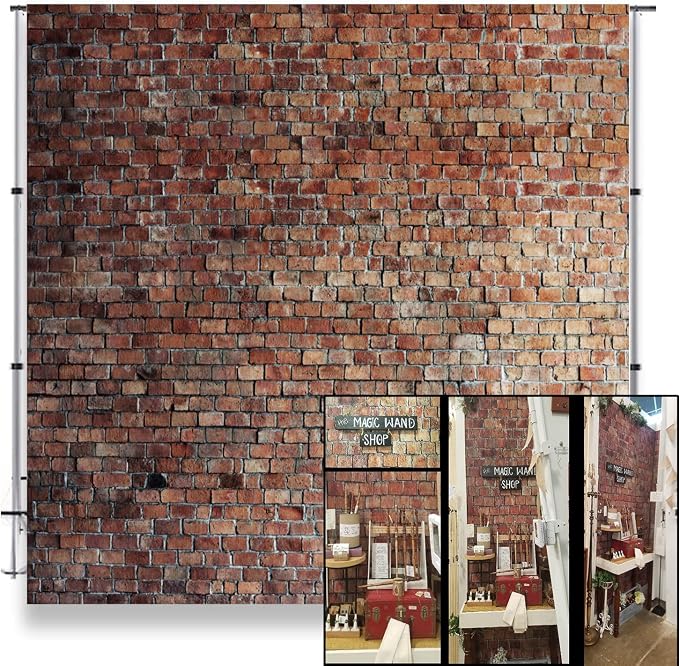 Brick Wall Backdrop 8x8ft Red Brick Vintage Background for Photography, Newborn Baby Girls Adults Portrait Birthday Wedding Baby Shower Studio Props by Unknown