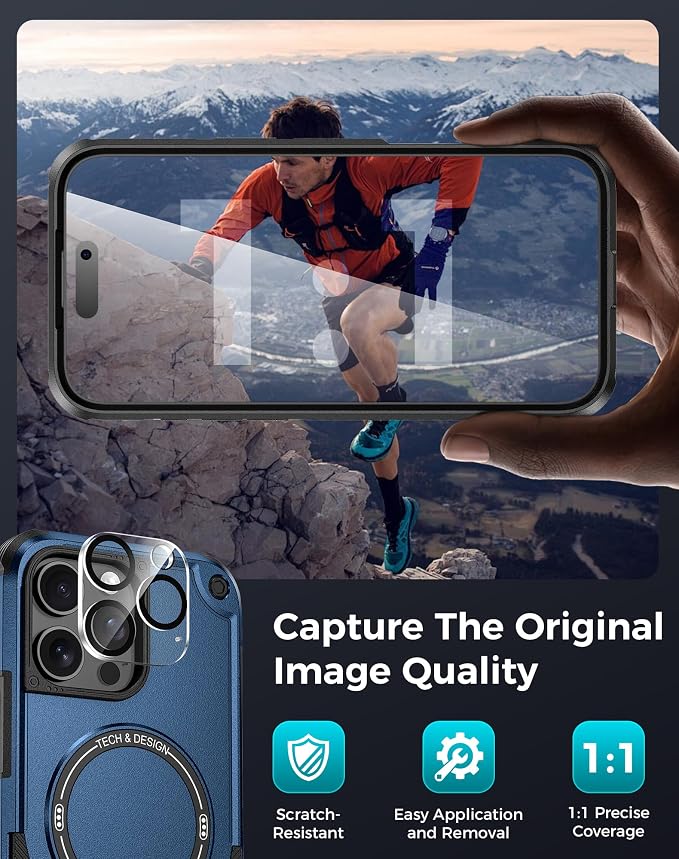 Goton 3 in 1 for iPhone 16 Pro Case with Privacy Screen Protector Blue | Glass Camera Lens Protector,Compatible for MagSafe,Invisible Kickstand, Shockproof Phone Cover for iPhone 16Pro - Image 7