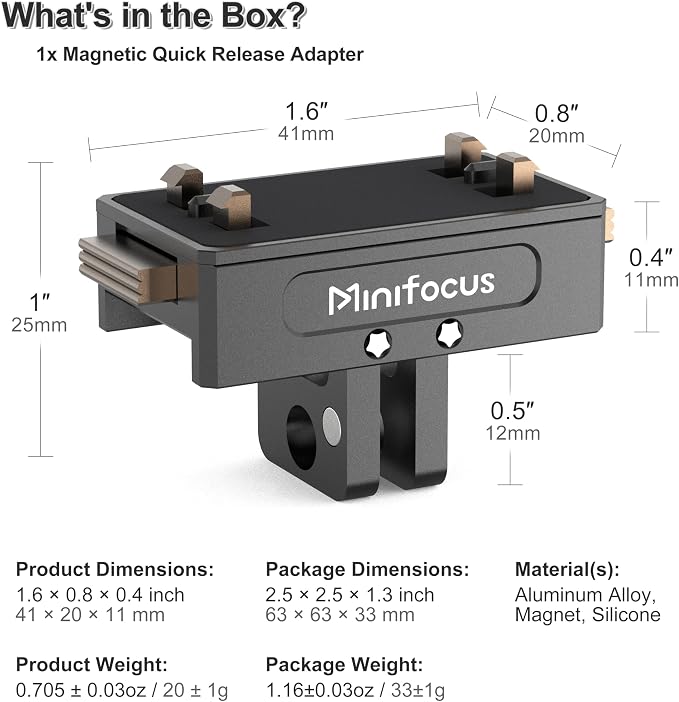 Magnetic Quick Release Mount for Insta360 Ace Pro/Ace Pro2/X5/X4 Air, Snap-On Magnetic Tripod Adapter with 1/4"-20 Threaded Hole, 2 Prong Mount Connector Base for Tripods, Selfie Sticks - Image 8
