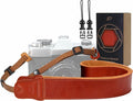 Padwa Lifestyle Orange Brown Leather Camera Strap - 1.5" Soft Full Grain Cowhide Camera Straps for Photographers, Soft Suede Fabric Padded Leather Strap with Quick Release fits All Cameras by PadwaLifestyleCameraStrap