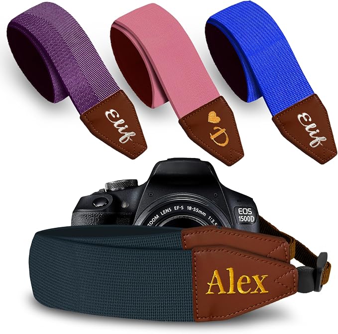 Art Tribute Camera Strap Personalized With Name - Shoulder, Crossbody & Neck Camera Strap for Photographers, Fits All Cameras, Canon Nikon Sony Fujifilm, Padded Strap W/Quick Release & Leather Ends by ArtTribute