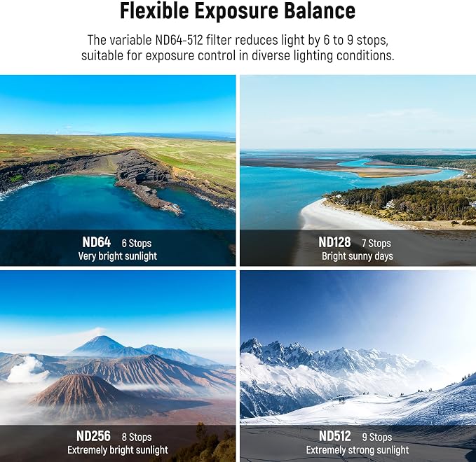 NEEWER Variable ND Filter Compatible with DJI Mini 4 Pro, ND64-512 6-9 Stops Multicoated HD Optical Glass Drone Camera Lens Video Recording Aerial Photography Accessories - Image 4