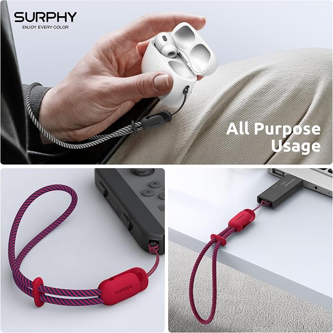 SURPHY 2 Pack Phone Lanyard, Phone Wrist Strap for Case, Camera Wrist Strap | Ultra-Light 2-Color Braided Phone Strap, Cellphone Charm Strap, Anti-Lost Wrist Lanyard for Women and Men, Red Black - Image 5