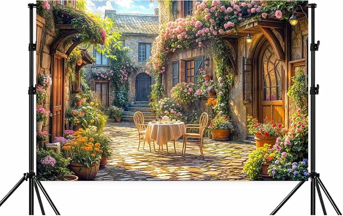 20X10ft Italian Theme Backdrop Italy Town Street Backdrop for Photography, Europe Village Town Landscape Photography Background Garden Tea Party Barnner Photo Studio Props, Color-2 - Image 6