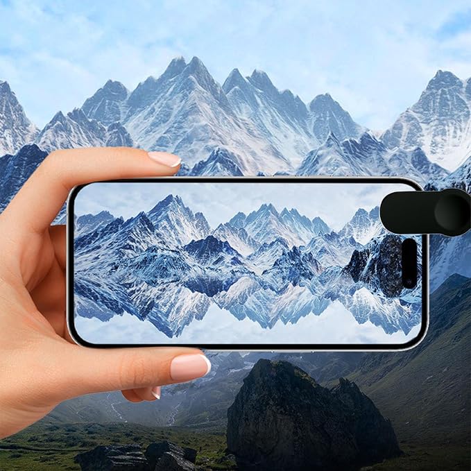 High Transparency Mirror Effect Lens with Clamp, Adjustable Glass Smartphone Camera Mirror with Storage Bag, Portable Phone Reflection Mirror for Android, iOS Smartphones - Image 3