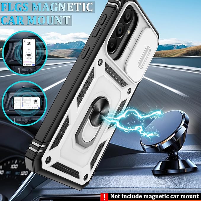 Gritup for Samsung A56-5G Case: Galaxy A56 Case with Screen Protector*2 | Magnetic Stand & Slide Camera Cover, Shock Proof Military-Grade para Samsung A 56 Cover, White+Black - Image 6