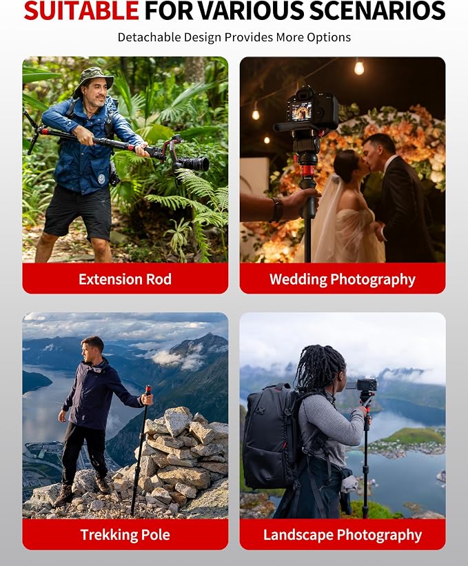 IFOOTAGE Cobra 3 Strike A150S+K5S Aluminum Camera Monopod 59" | Travel Monopod with Feet, 1/4" & 3/8" Quick Release Compatible with Sony Canon Nikon DSLR Camera, Payload 11lb - Image 7