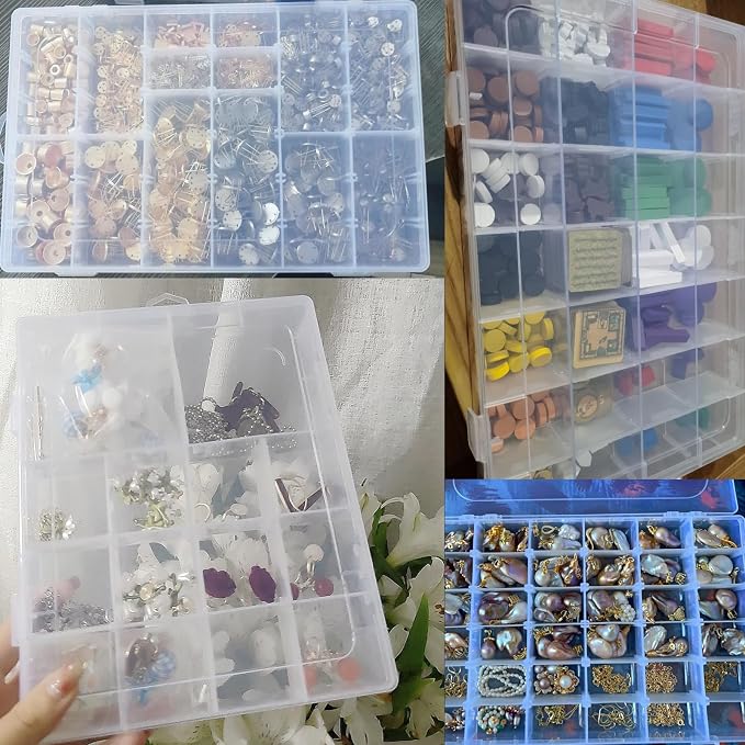 Xiaoyztan 18-Grid Clear Plastic Organizer with Adjustable Dividers | 18-grid clear organizer with adjustable dividers for jewelry, beads, tackle, and crafts - Image 6
