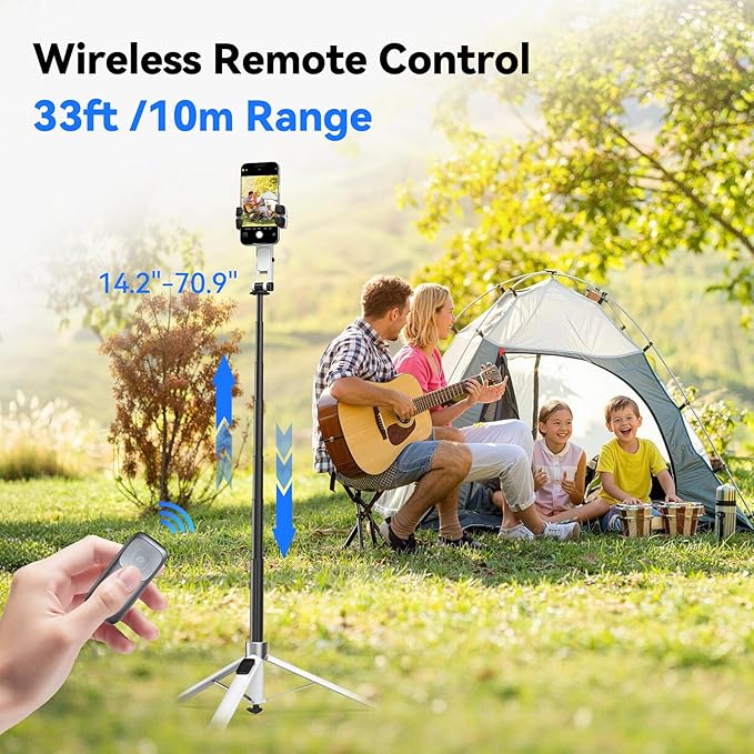 2026 Upgrade Auto Face Tracking Selfie Stick Tripod for iPhone with Light 360 °that Follows Your Movement 70.9" Phone Tripod Stand with Remote for Content Creator Vlog Live Stream Video Recording - Image 6