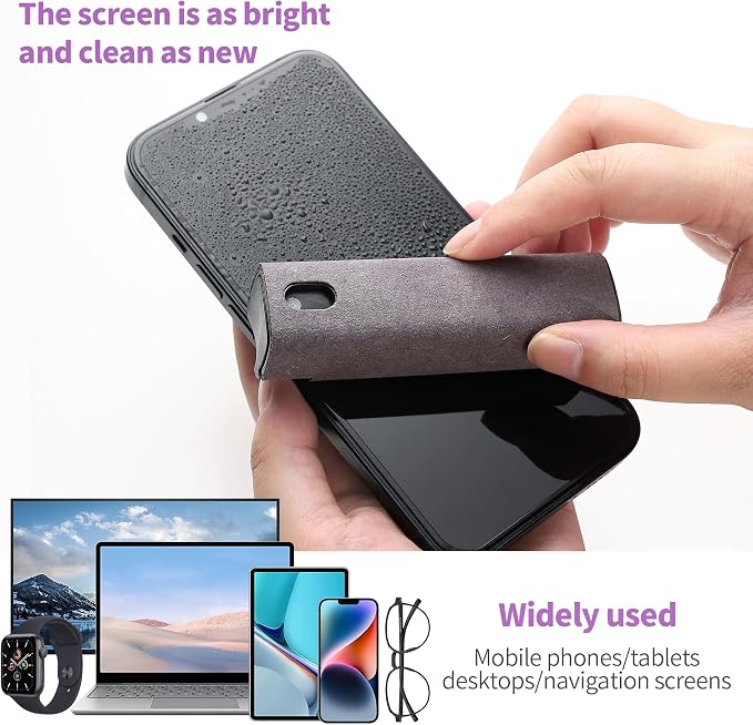 CUIUD Touchscreen Screen Cleaner Kit 2 Pcs, Phone, Tablet and Car Screen Cleaner, Two in One Spray and Microfiber Cloth(Grey&Pink) - Image 7