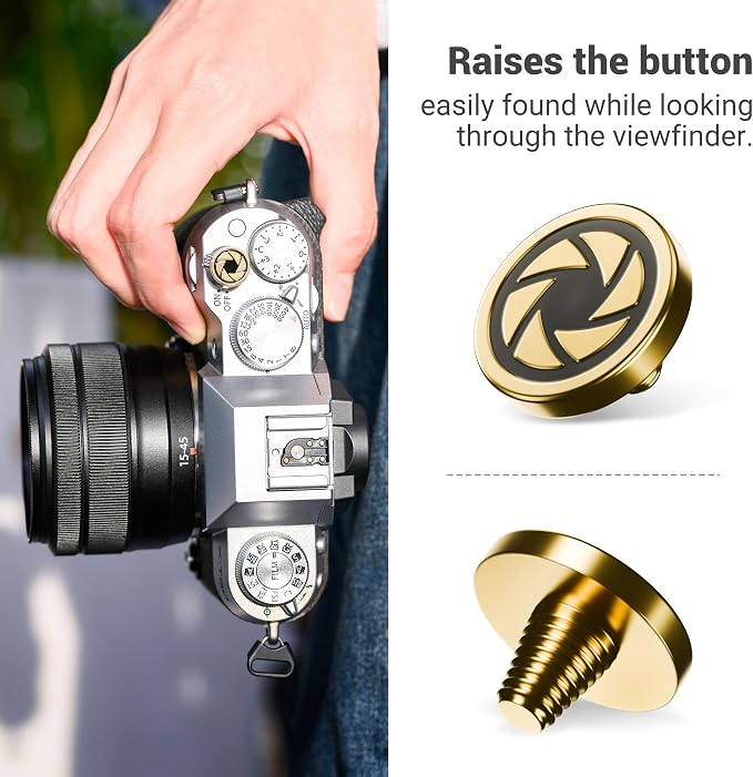 JJC Soft Shutter Release Button for Fujifilm X100VI XT50, Gold Aperture | for Fuji Fujifilm X-M5 X-T5 X-T4 X-T50 X-T30 III II X-PRO3 X100VI X100V X-E5 X-E4 X Half Q3 M9 Sony RX10 IV III Nikon Zf Df - Image 4