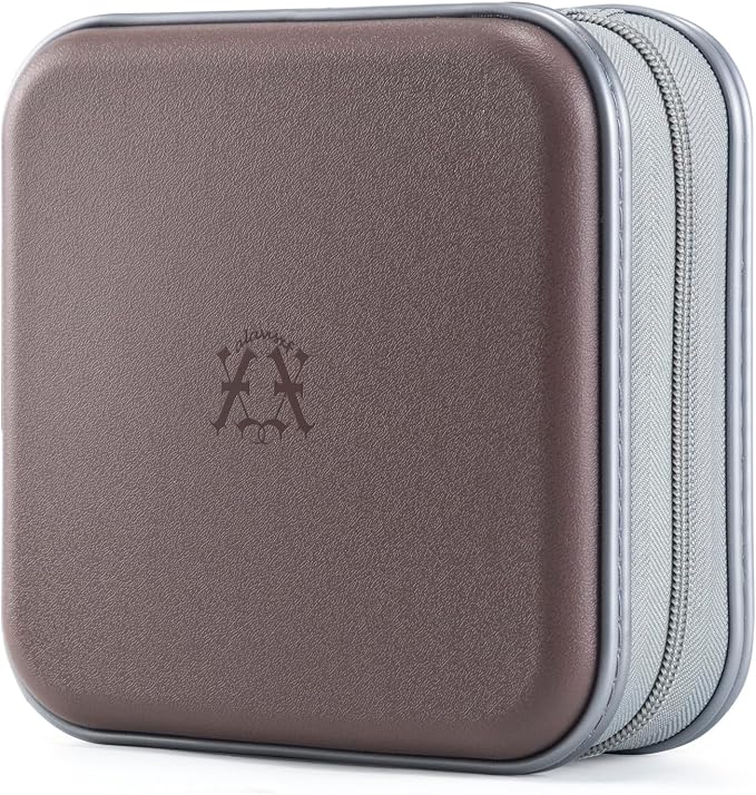 alavisxf xx CD Case, 48 Capacity Hard Plastic Zipper Disc Wallet for Car | DVD Holder, Portable Hand Strap, Anti-Slip Sleeves, Scratch-Resistant Sleeves, Disc Storage Organizer, for Home Office Travel by alavisxfxx