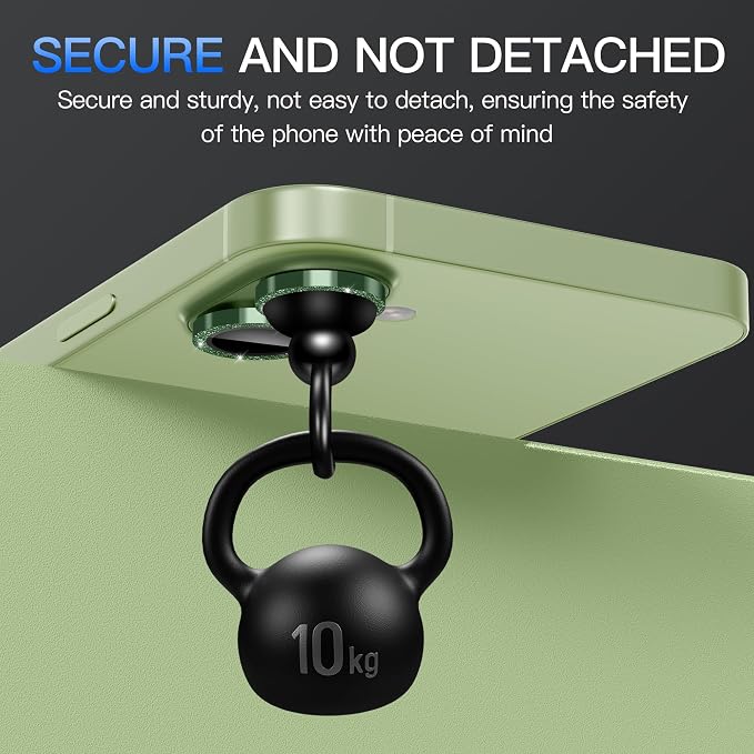 Suoman for iPhone 17 Camera Lens Protector, Bling Glitter Independent Metal Crystal Tempered Glass Camera Lens Cover [Strong-Adhesion][Does not Affect Night Shots] -Green - Image 5