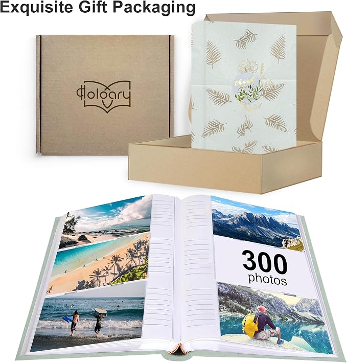 Holoary Photo Album 4x6 300 Photos, 300 Pockets 4”x6” Picture Album, Linen Fabric Cover Big Picture Book for Photos with Writing Area, 4x6 Photo Albums for Family Weddings Travel Memories(Sage) - Image 9