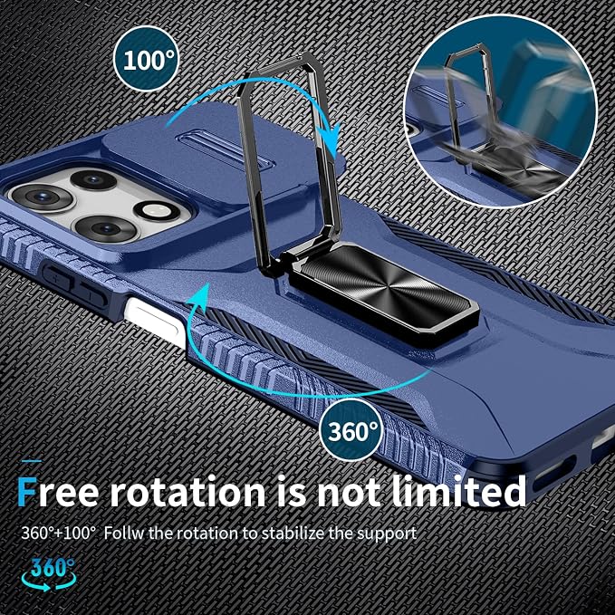 for Moto G 5G 2025 Case,with Sliding Camera Lens Cover,HD Screen Protector,360° Rotating Ring Kickstand,AYMECL Military-Grade Shockproof Protective Cover for Motorola Moto G 5G 2025,Blue - Image 6