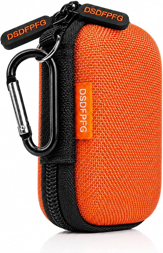 Orange Mini Small Hard Earbud Case, Portable Rectangle Carrying Pouch | Pocket-Size, Universal for Airpods, Earpods, Galaxy Buds, Wired and Wireless Earbuds, Earplugs, IEMs, USB Cable, Flash Drive by CoolteeProvider