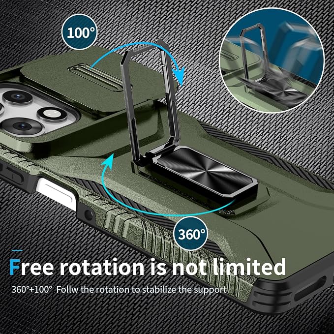 for Moto G Play 5G 2025 Case with Sliding Camera Lens Cover,HD Screen Protector,360° Rotating Ring Kickstand,AYMECL Military-Grade Shockproof Protective Cover for Motorola G Power 2025,Army Green - Image 5