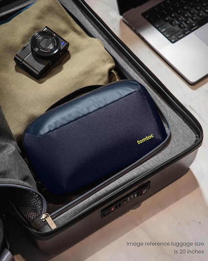 tomtoc Electronic Organizer Accessory Tech Pouch for MacBook Charger, Cables, Power Bank, Hard Drive, Cords, Water-resistant Storage Bag with Removable Card Slots for USB Adapter, Memory Card, Blue - Image 7