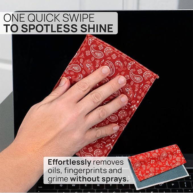 Microfiber Wholesale Quick Cloth Glasses Cleaning Cloths 5x7 Paisley Red | 2-Pack with Case | Double-Sided Lens Cleaner for Eyeglasses, Camera & Screens | Reusable Microfiber Glass Polishing Cloths - Image 2