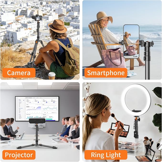 75" Camera Tripod,Aluminum Tripod for Camera Phone/Monopod with Remote | Cell Phone Tripod for iphone with Ball Head,Camera Stand for Canon/Sony/DSLR/Digital Camera Accessory Kits,Max Load 17.64lb - Image 9