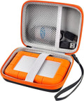 ALKOO Case for LaCie Rugged Mini 1TB/2TB/4TB/5TB External Hard Drive | Portable HDD Holder, Cable Pocket, SD Card Storage, for Photographers, Creators, Students, Office, Travel, Case Only, Orange by ALKOO