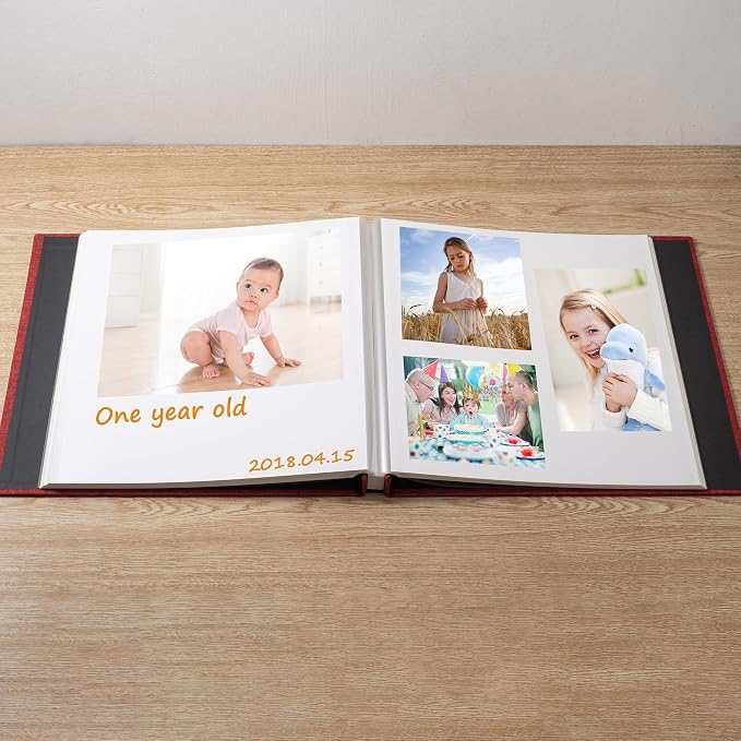 Large Photo Album Self Adhesive Scrapbook Album for 4×6 8×10 Pictures DIY Magnetic Linen Cover Album 40 Pages for Family Wedding Gifts with Metal Pen and Plastic Board - Image 3