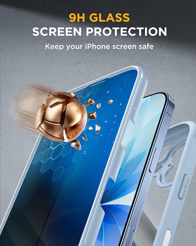 Miracase for iPhone 17 Case with Privacy Screen Protector, Light Blue | Compatible with MagSafe, 360° Full Body Protection, Full Camera Protection, Military-Grade Shockproof Phone Case 6.3" - Image 4