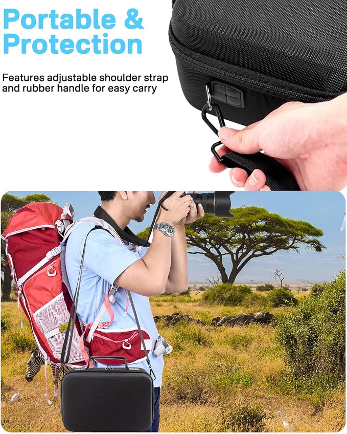 RAIACE Hard Case Compatible with Sony Alpha 7 II III IV/7R V Camera, for Nikon, for Canon, for Pentax and More.Large Capacity With Mesh Pocket for Lens, Charger, Cables, Cards and Accessories.-Black - Image 6