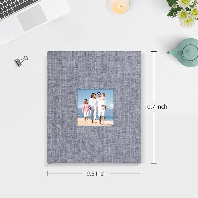 Mublalbum 2 Pack Small Photo Album 8x10, 52 Pockets, Linen Cover,Gray | Linen Cover with Display Window, 52 Vertical Pockets, Portable Mini Picture Book for Artwork Postcards, Picture Storage - Image 2
