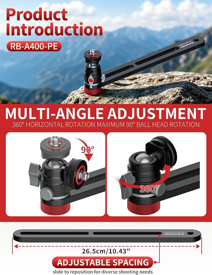 IFOOTAGE Cobra RB-A400-PE Professional Projector Stand, Heavy Duty Aluminium Tripod Stand with Adjustable Ball Head, 90° Tilt Angle, Weighted Base for Projector, DSLR, LED Light (79") - Image 3