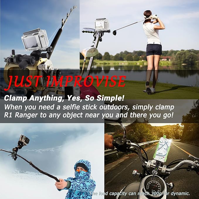 Adjustable Camera Clamp Mount with 360°Rotatable Mini Ball Head and 1/4" Screew Quick Release Tabletop C Clampod Bar Clamp for GoPro/Brinno/DSLR/MILC/SLR Camera and More Action Camera - Image 5