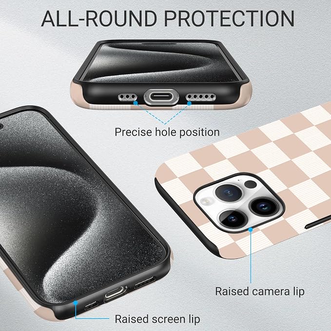 TPU Phone Case for iPhone 16 Pro Max, MagSafe Wireless Charging Compatible, Shockproof Slim Fit Protective Cover with Anti-Yellowing & Raised Camera Protection (Plaid 2, iPhone 16 Pro Max) - Image 3