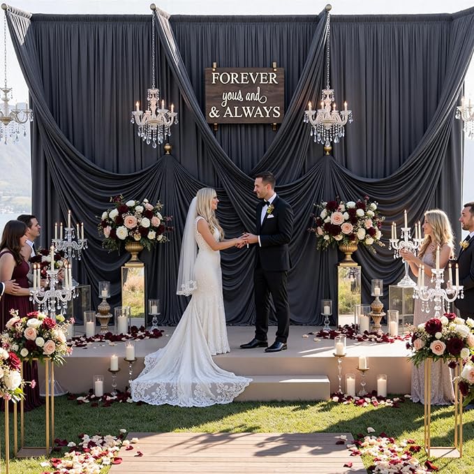 30ft x 10ft Wrinkle Free Black Backdrop Curtain for Parties, 6 Panels 5X10ft Polyester Black Photo Backdrop Drapes Back Drop Cloth for Birthday Wedding Party Photography Background - Image 8