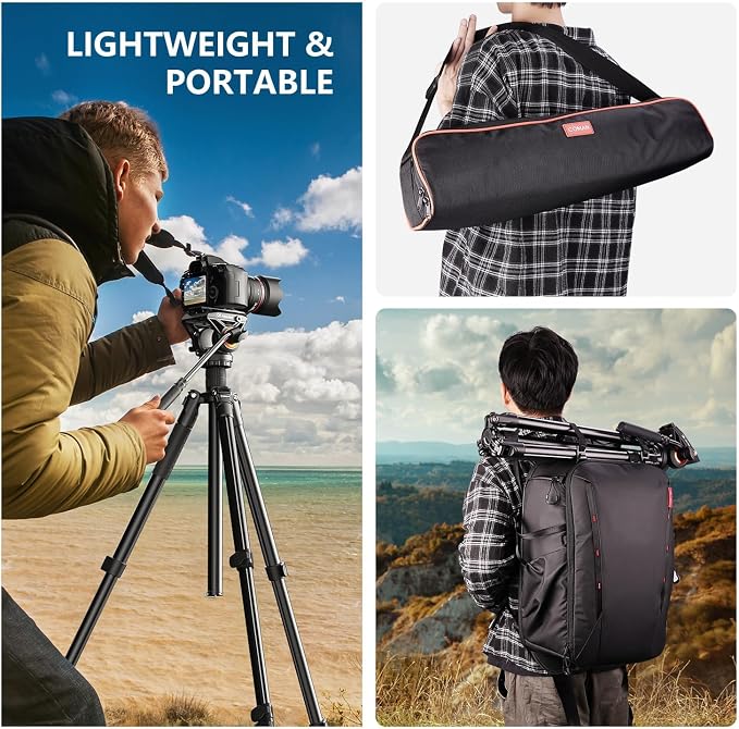 Fluid Head Tripod for DSLR Camcorder,Camera Monopod Tripod 360° Pan&+90°/-70° Tilt,New Q6 Fluid Head Aluminum Alloy QR Plate Compatible with DJI RS Gimbal Manfrotto Max Load 17.6lb (KX3939Plus - Image 9