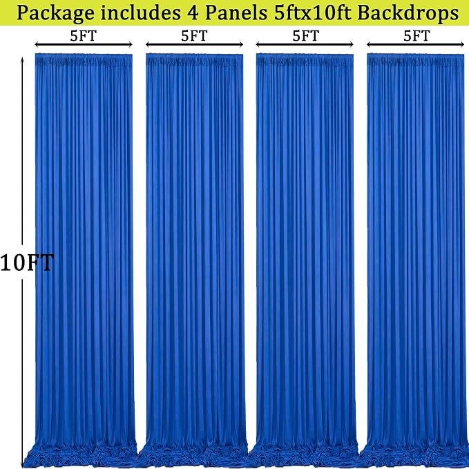 20ft x 10ft Royal Blue Backdrop Curtains for Parties, 4 Panels 5x10ft Wrinkle Free Silky Polyester Photo Backdrop Drapes Background for Birthday Graduation Photography Party Decorations - Image 6