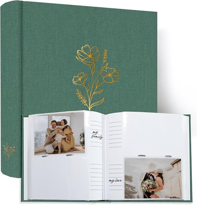 Holoary Photo Album 4x6 200 Photos, 200 Pockets 4”x6” Picture Album, Linen Fabric Cover Big Picture Book for Photos with Writing Area, 4x6 Photo Albums for Family Weddings Travel Memories(Dark Green) - Image 7
