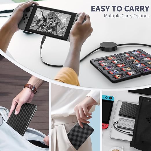 RHOTALL Black Game Card Case for Nintendo Switch/OLED/lite/Switch 2, 20 Game Holder Cartridge Case for Game Cards and 20 SD Cards,Portable Magnetic Closure - Image 7