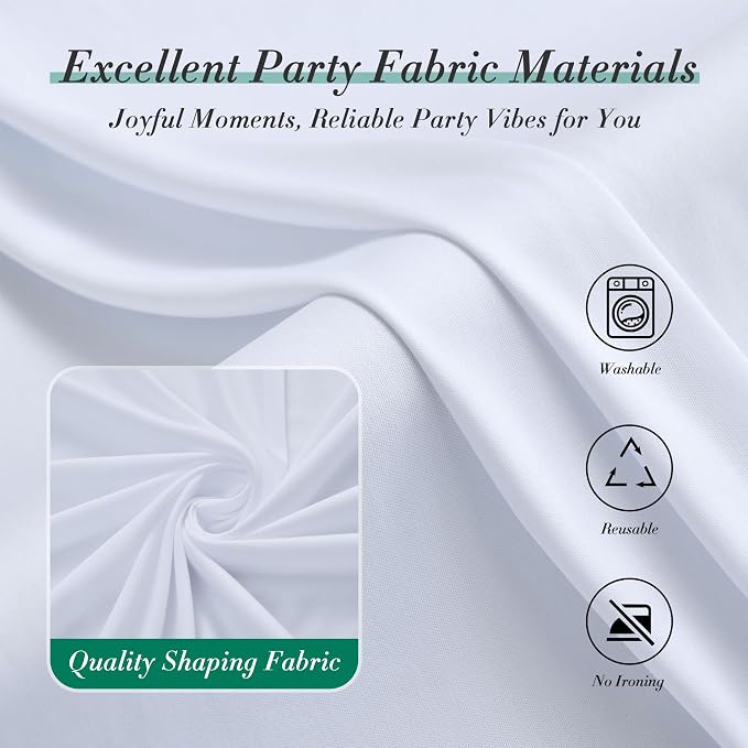10 ft x 10 ft Wrinkle Free White Backdrop Curtains for Wedding Parties, Polyester Photography Backdrop Drapes for Birthday Parties Stage Backdrop Stand, 2 Panels 5x10FT Background Curtains - Image 4