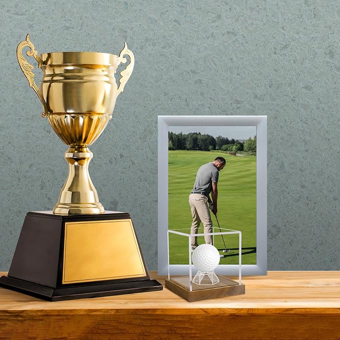 Clear Acrylic Golf Ball Display Case with Wood Base & Acrylic Holder, Memorabilia Stand Cube Holder, Dust Protection Transparent Storage Box for Single Ball Souvenir Golfball Collections - Image 5